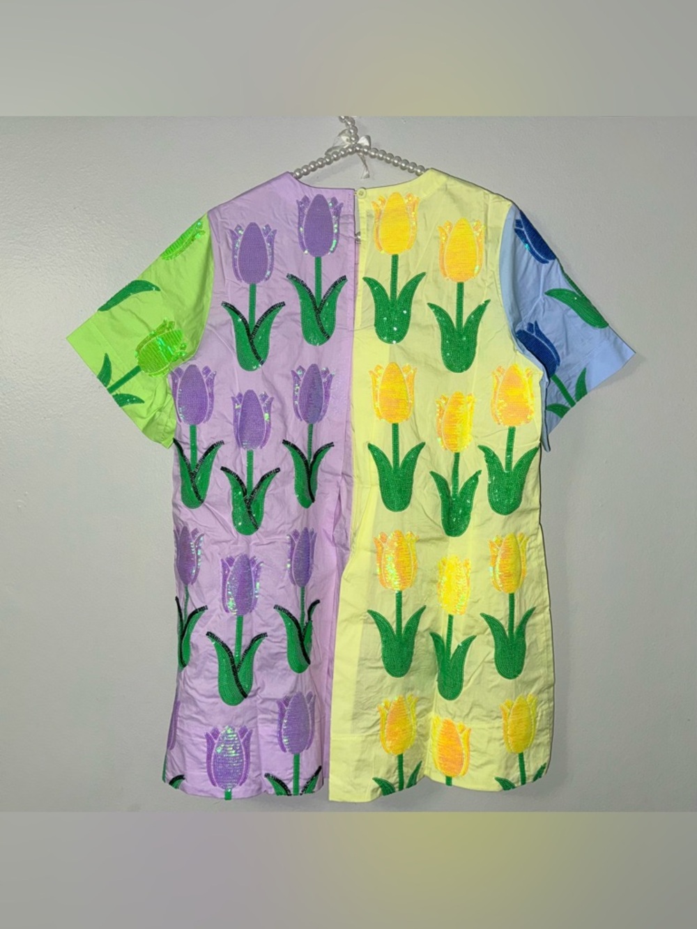 QUEEN OF SPARKLES NEON COLORBLOCK TULIP MINI DRESS - Picture 5 of 11